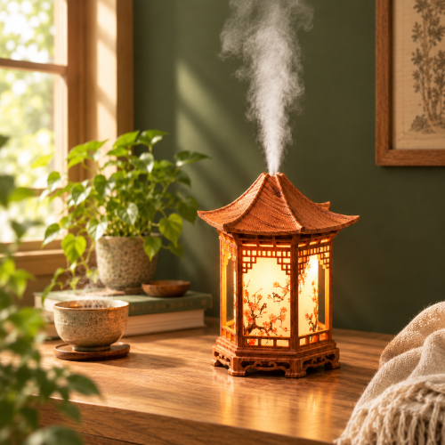 Humidificador Farol Pagoda con Luz Cálida