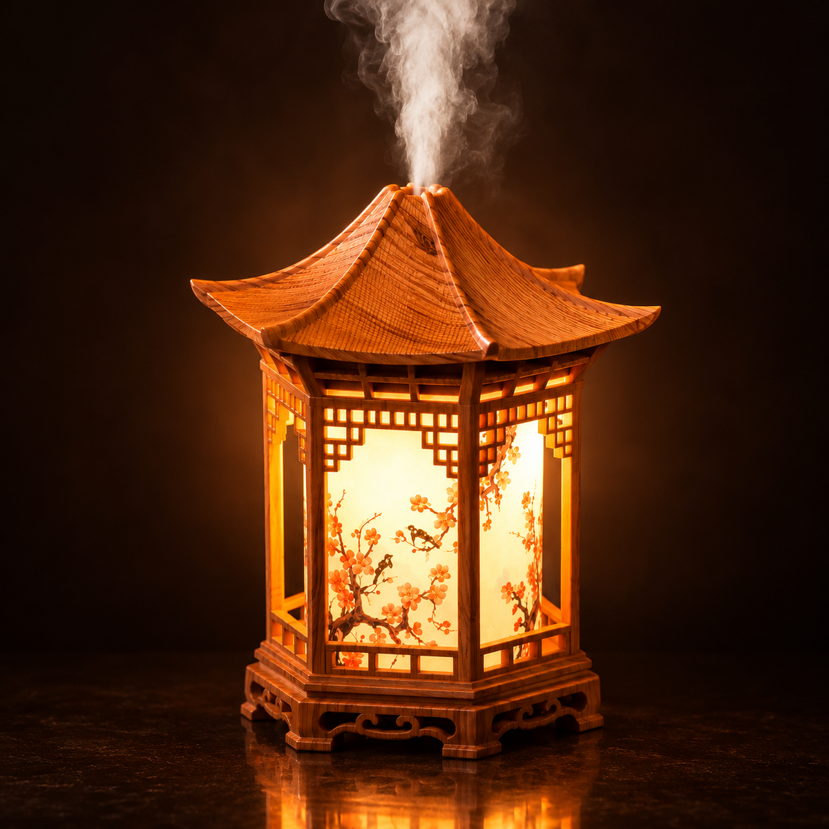 Humidificador Farol Pagoda con Luz Cálida